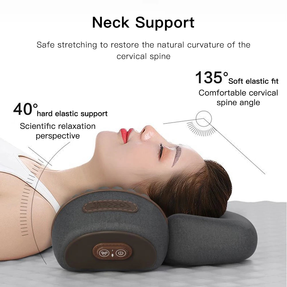 Neck Massage Pillow Cervical Massager Spinal Traction Device Shoulder Neck Massage Pillow Vibration Hot Compress Health Care